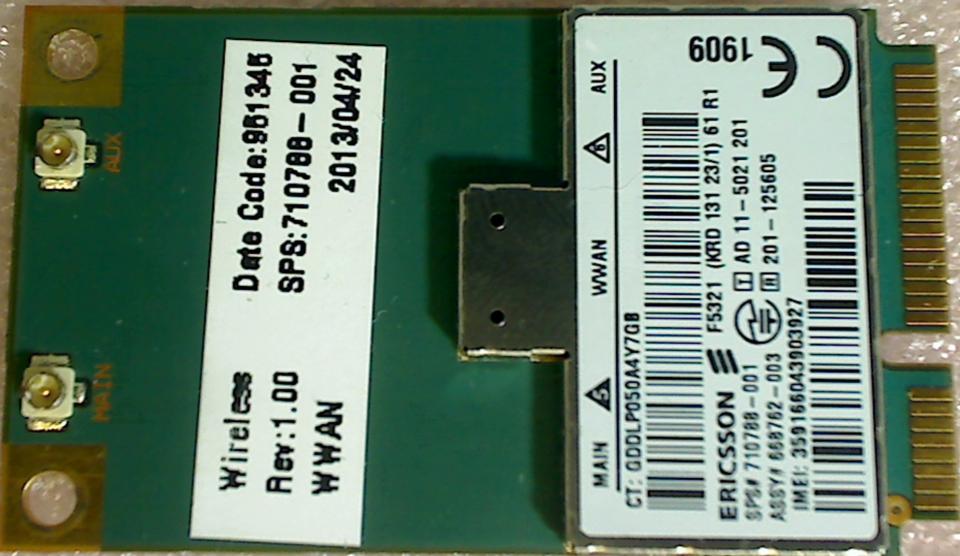 WWAN WiFi Karte Board Modul Platine 710788-001 HP EliteBook 8470p i7