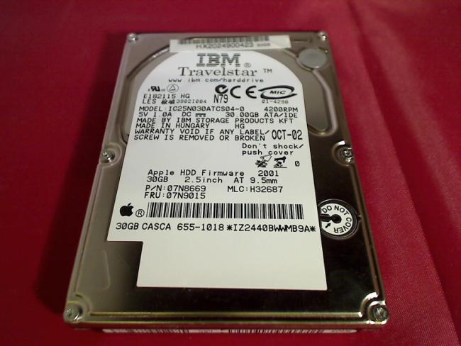 30GB IDE 2.5" HDD IBM IC25N030ATCS04-0 Apple iBook 12.1" A1005
