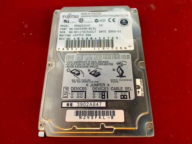 20GB Fujitsu MHN2200AT HDD Festplatte IDE 2.5" Clevo 2700T