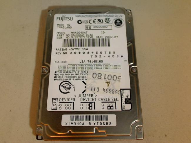 40GB FUJITSU MHR2040AT 2.5\" IDE (AT) HDD Festplatte Acer TravelMate 290 (1)