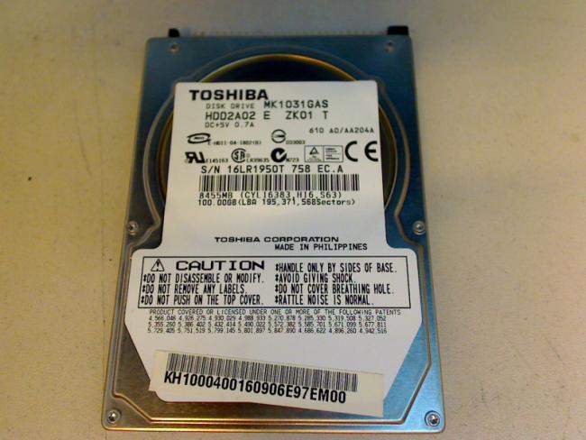 100GB TOSHIBA MK1031GAS HDD2A02 E ZK01 T IDE Fujitsu Amilo 1667G (2)