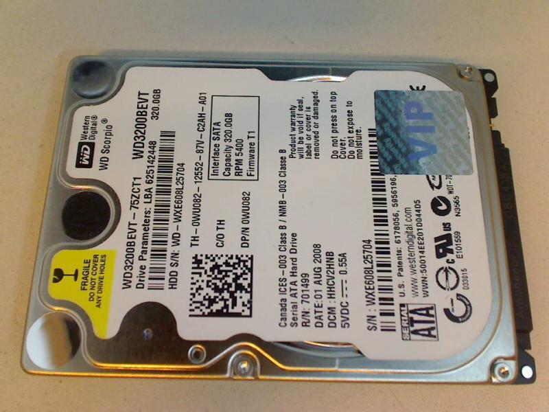 320 GB WD3200BEVT-75ZCT1 2.5\" SATA HDD Dell XPS M1330 PP25L