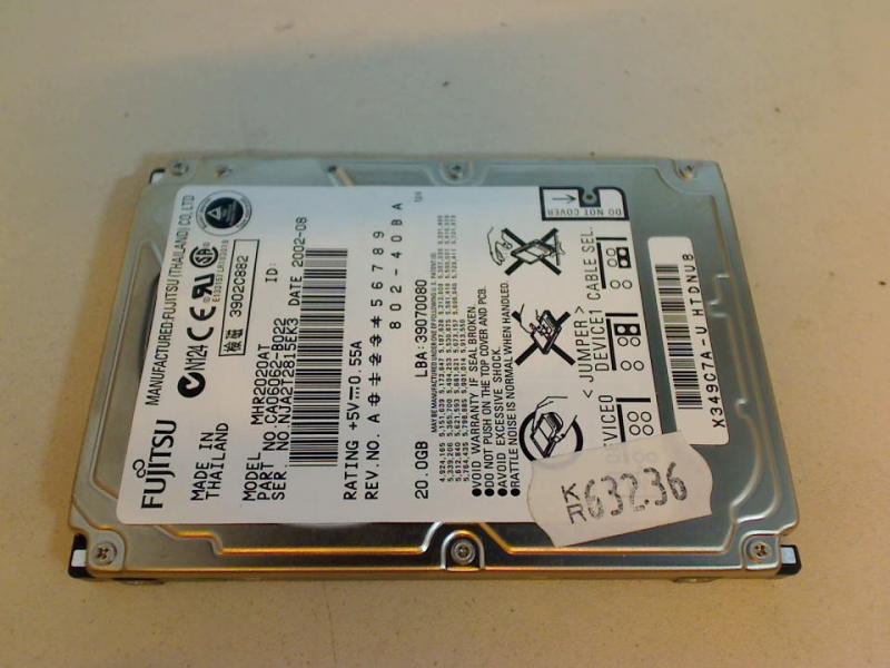 20GB Fujitsu MHR2020AT 2.5" IDE HDD Festplatte Clevo 8500 Galaxy