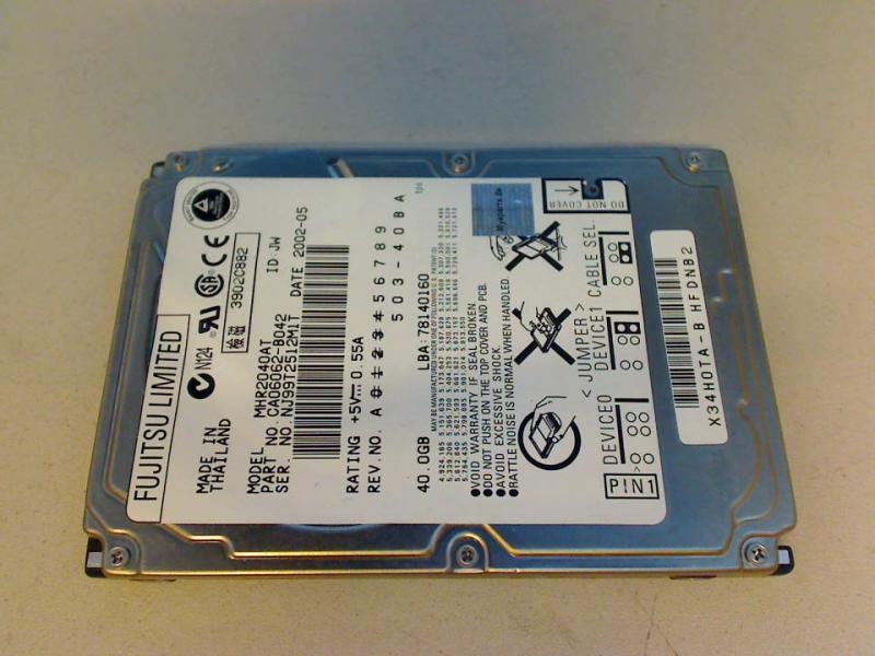 40GB FUJITSU MHR2040AT 2.5\" IDE (AT) HDD Festplatte HP OmniBook XE3