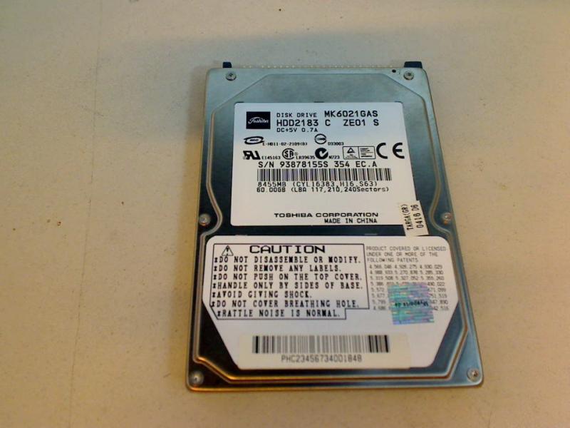 60GB Toshiba HDD2183 C ZE01 S MK6021GAS 2.5\" IDE HDD Dell Latitude D810 PP11L