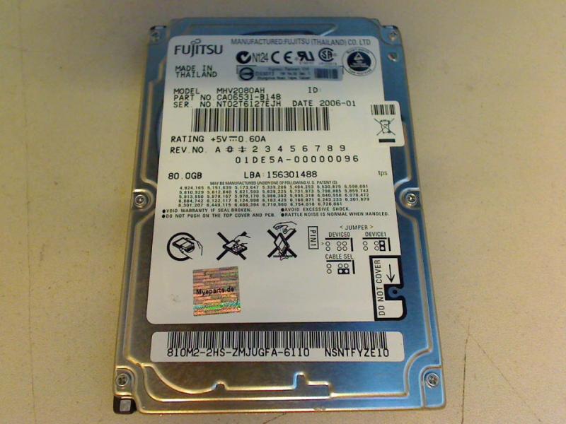Fujitsu 80 GB IDE 2,5 Zoll Festplatte MHV2080AH HDD STEG Arima W622-DCX