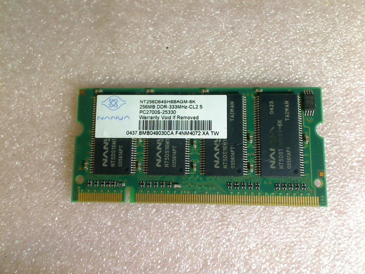 256MB RAM Arbeitsspeicher DDR-333 PC2700S-25330 NANYA Acer Aspire 1362WLMi