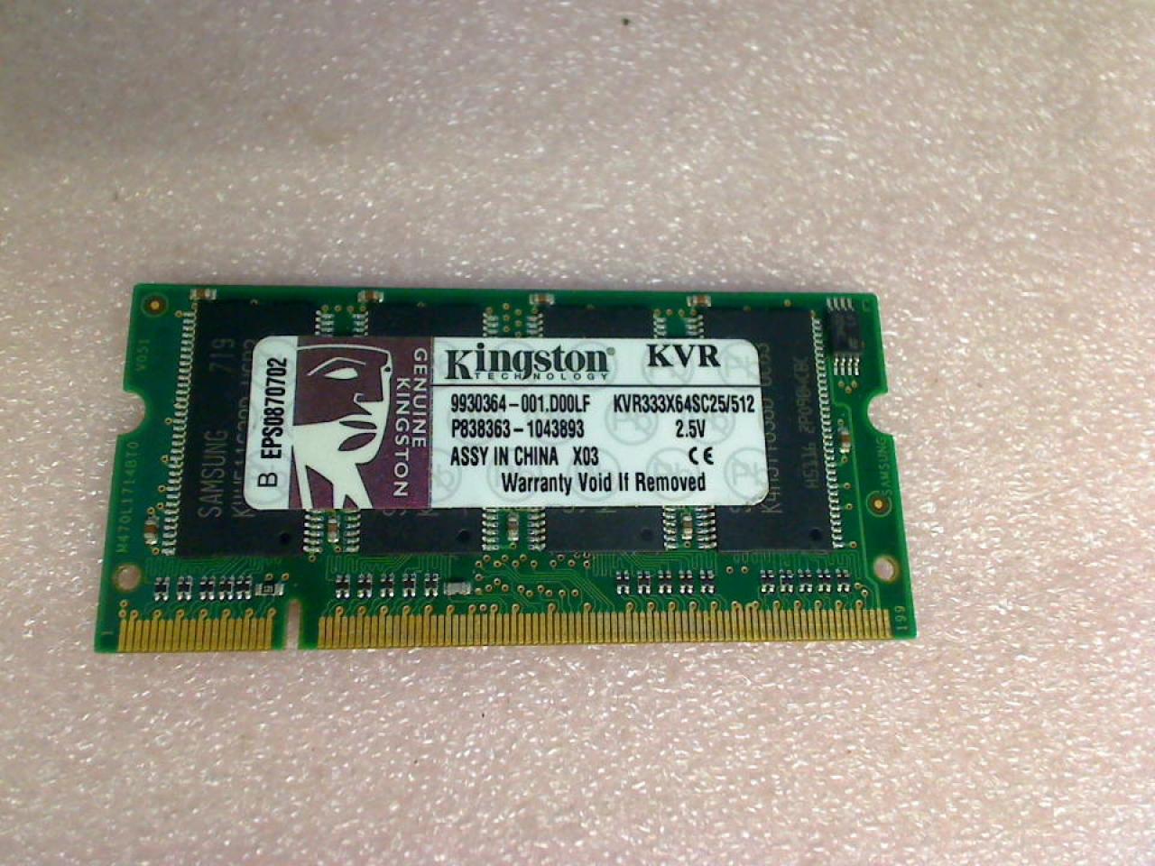 512MB DDR Arbeitsspeicher RAM Kingston PC-2700S Averatec 5500 AV5505-GE1