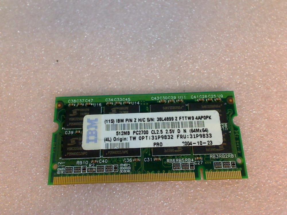 512MB DDR Arbeitsspeicher RAM PC2700 31P9833 IBM ThinkPad R50 1830-QG1