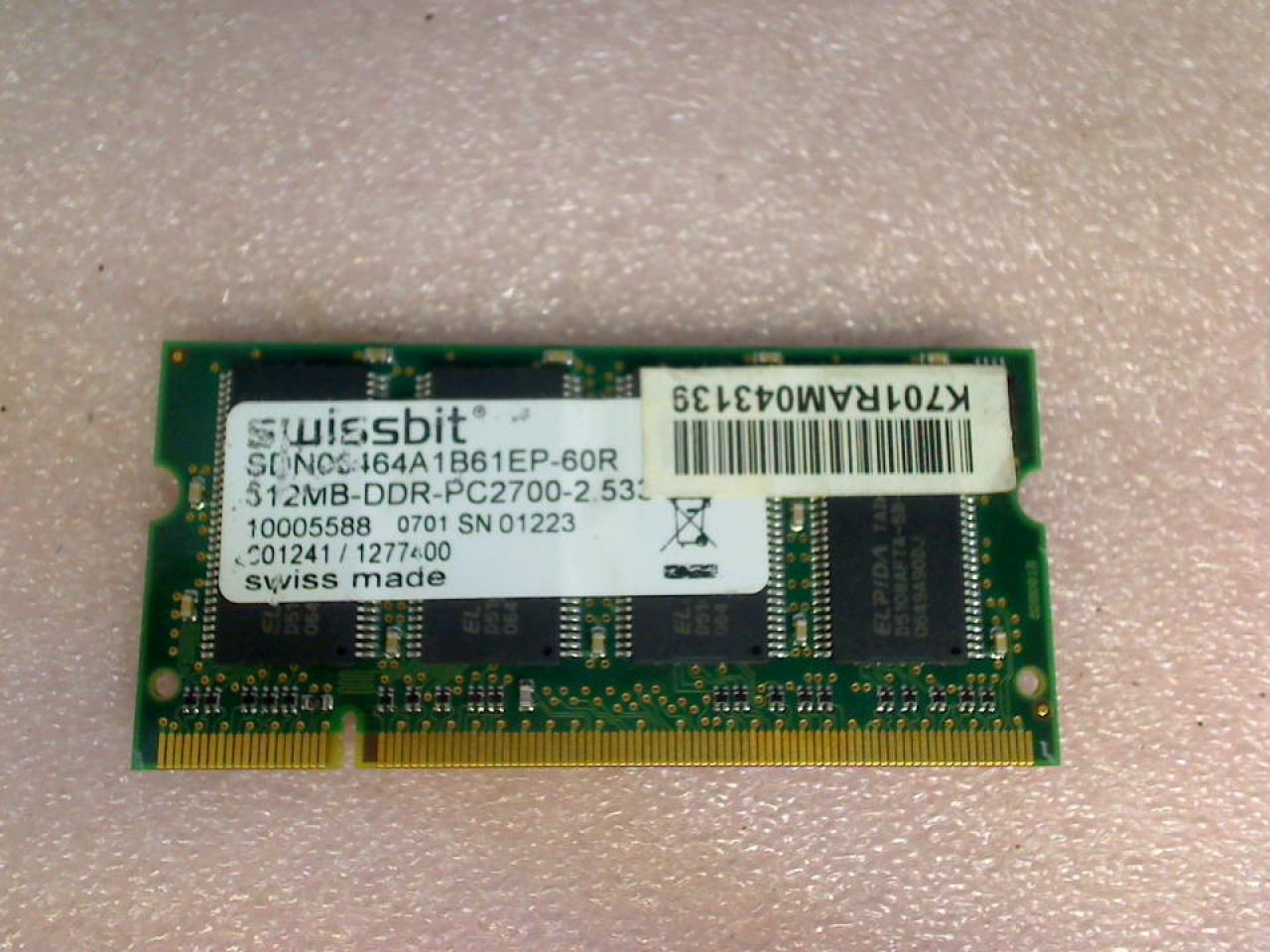 512MB DDR Arbeitsspeicher RAM Swissbit PC2700-2.533 Averatec 6220 AV6230-GE1