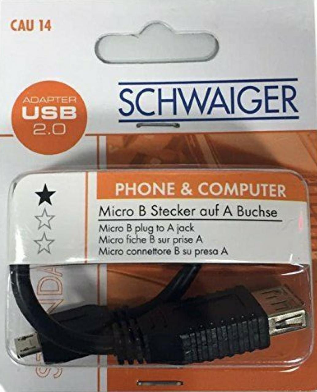 Adapter Kabel USB 2.0 OTG USB A - Micro B CAU 14 Schwaiger Neu OVP