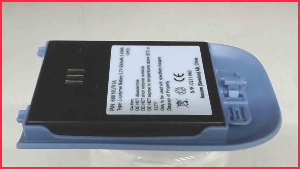 Akku Batterie im Deckel Blau 3.7V 930mAh blau Ascom D62