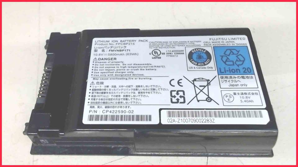 Akku Battery 10.8V 5800mAh (63Wh) FPCBP215 Fujitsu Lifebook T5010