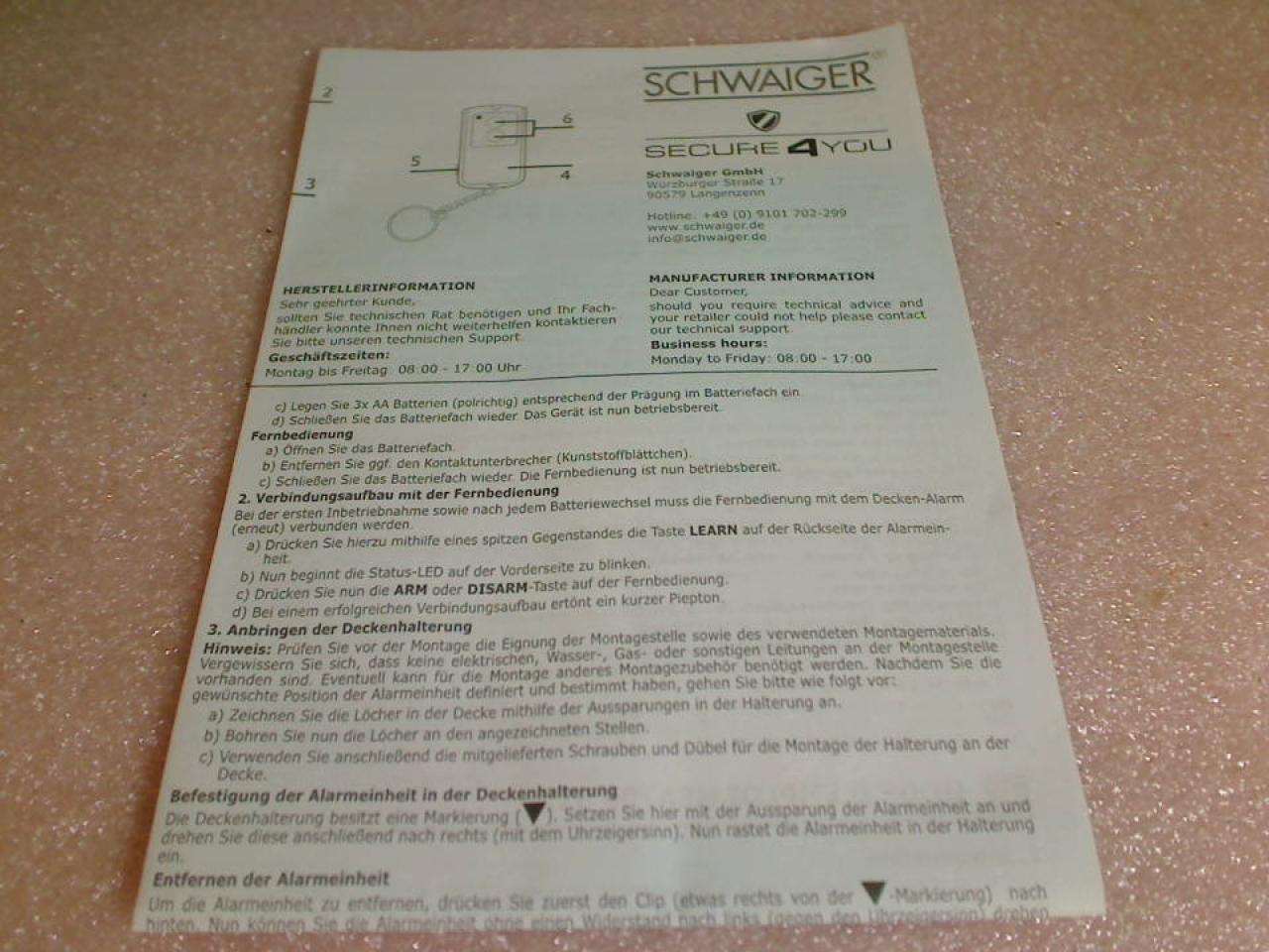 Instruction manual Schwaiger HSA700 532