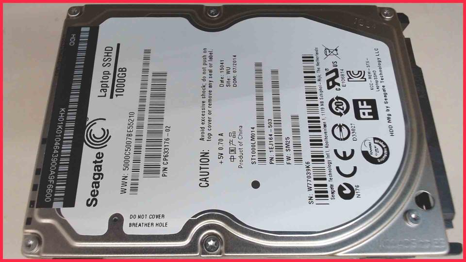 HDD Festplatte 2,5" 1000GB 1TB SATA SSHD Seagate ST1000LM014 (5494h)