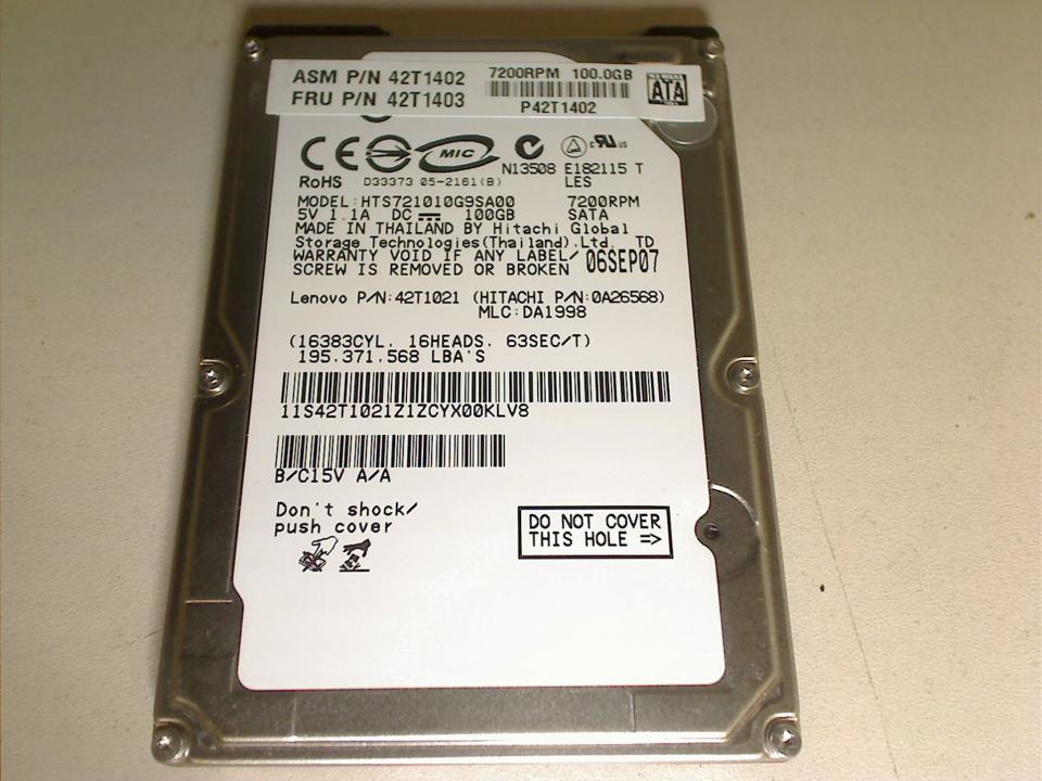 HDD Festplatte 2,5" 100GB (SATA) 7200RPM 0A26568 Hitachi