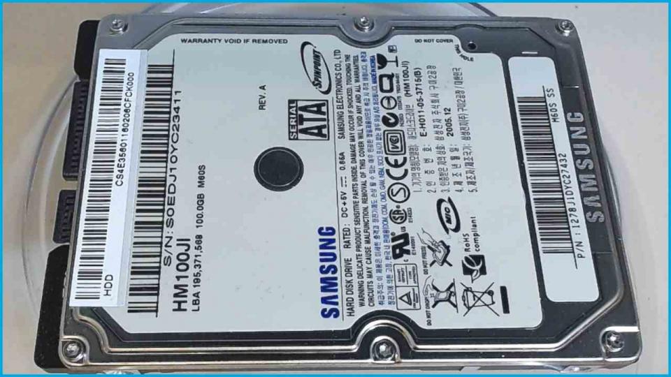 HDD Festplatte 2,5" 100GB Samsung HM100JI (SATA) MD97000 WIM2080