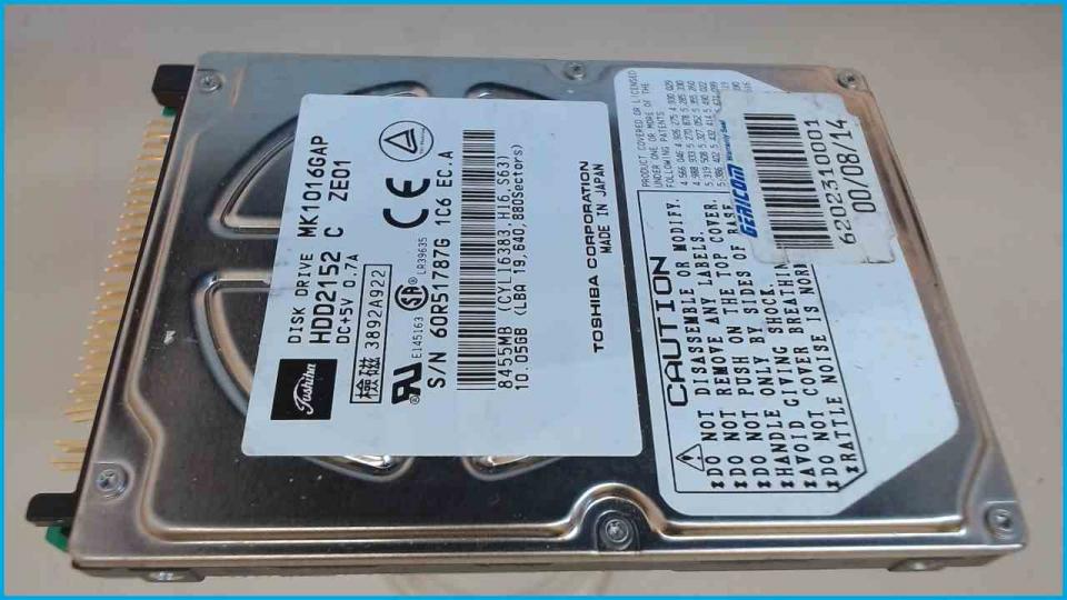HDD Festplatte 2,5" 10GB (AT/IDE) HDD2152 C ZE01 Toshiba MK1016GAP