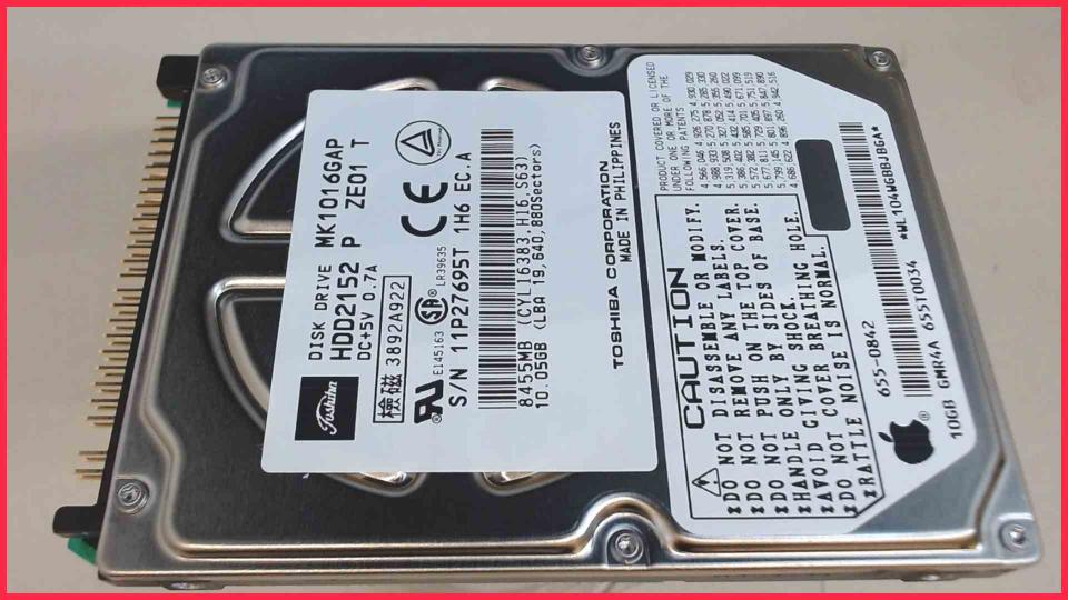 HDD Festplatte 2,5" 10GB Toshiba AT/IDE HDD2152 C ZE01 Apple PowerBook G4 M5884