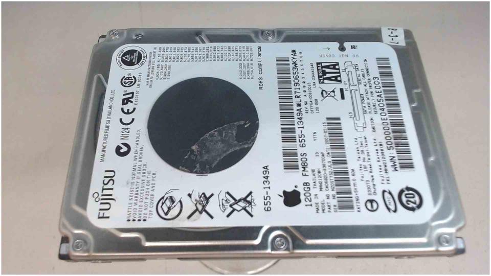 HDD Festplatte 2,5" 120GB Fujitsu 655-1349A SATA Apple MacBook Pro A1226 -2