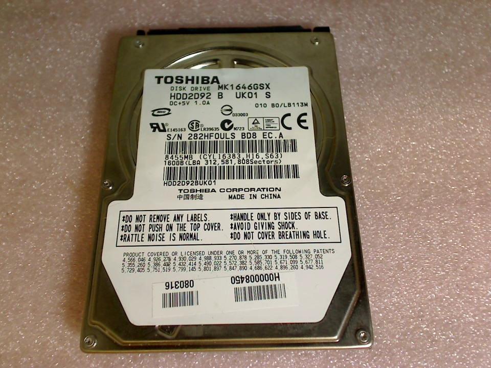 HDD Festplatte 2,5" 160GB HDD2D92 B UK01 S (SATA) Toshiba
