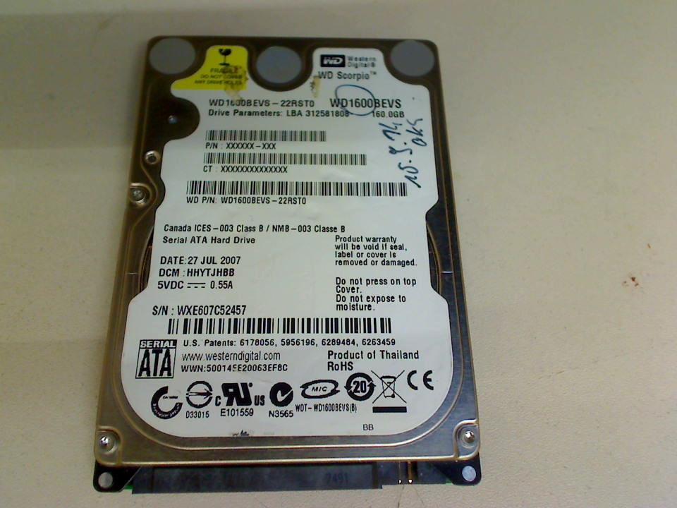 HDD Festplatte 2,5\" 160GB (SATA) WD1600BEVS Acer Aspire 5520G (3)
