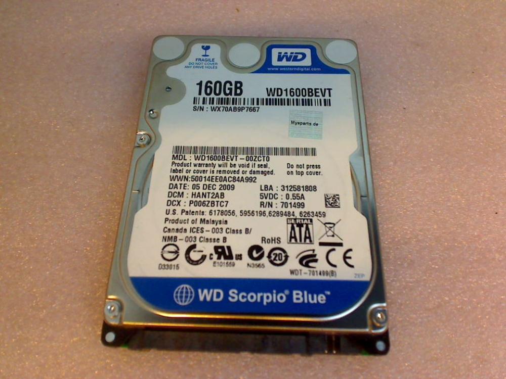 HDD Festplatte 2,5" 160GB SATA WD1600BEVT HP 550 HP550