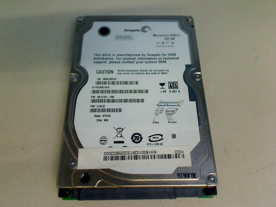 HDD Festplatte 2,5" 160GB Seagate ST9160821AS (SATA) HP Presario CQ60-210EG