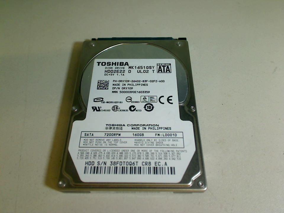 HDD Festplatte 2,5" 160GB Toshiba HDD2E22 D UL02 T (SATA) Gateway S8A