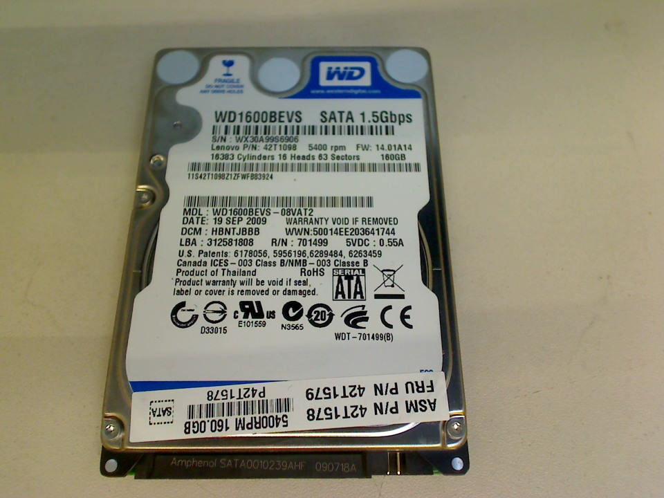 HDD Festplatte 2,5\" 160GB WD1600BEVS (SATA) Dell Vostro 1310 PP36S