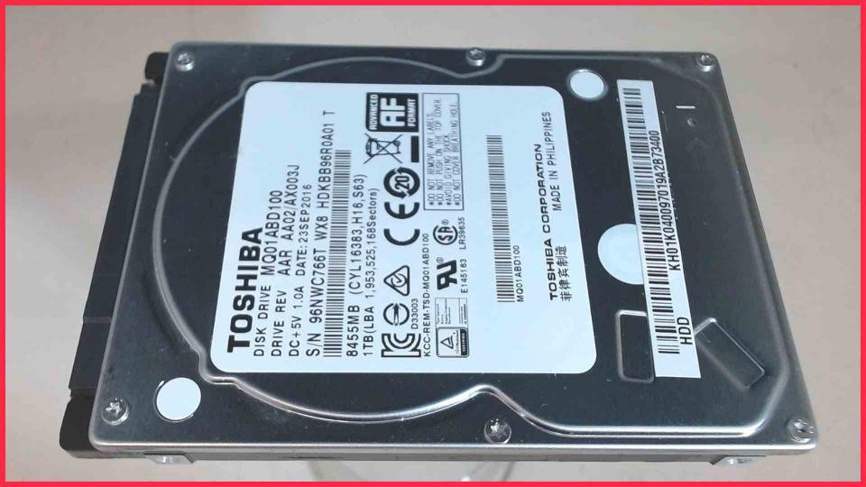 HDD Festplatte 2,5" 1TB 1000GB 5400RPM SATA Toshiba MQ01ABD100 (11201h)