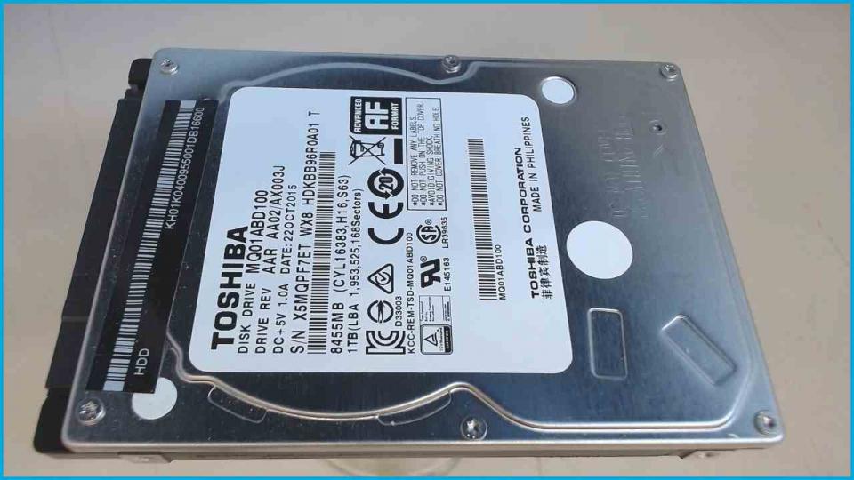 HDD Festplatte 2,5" 1TB 1000GB 5400RPM SATA Toshiba MQ01ABD100 (Neuwertig 363h)