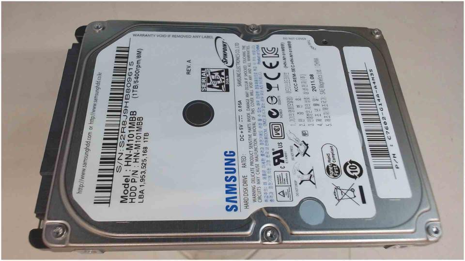 HDD Festplatte 2,5" 1TB 1000GB SATA 5400 RPM Samsung HN-M101MBB (7863h)