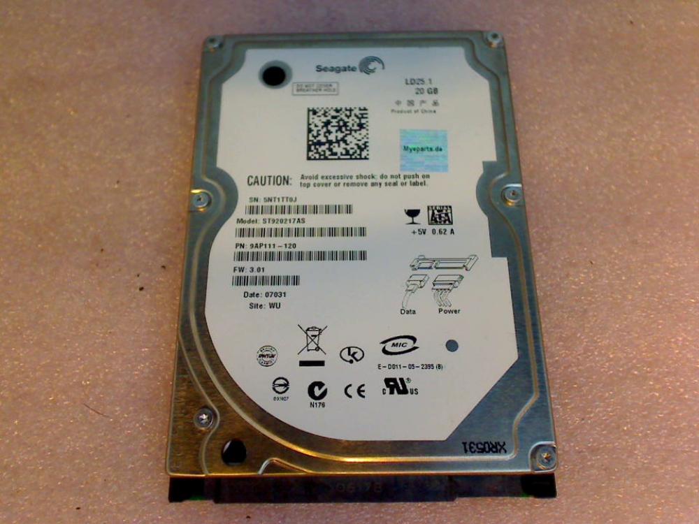 HDD Festplatte 2,5\" 20GB SATA Seagate ST920217AS Acer one ZG5 A0A 150-Bw