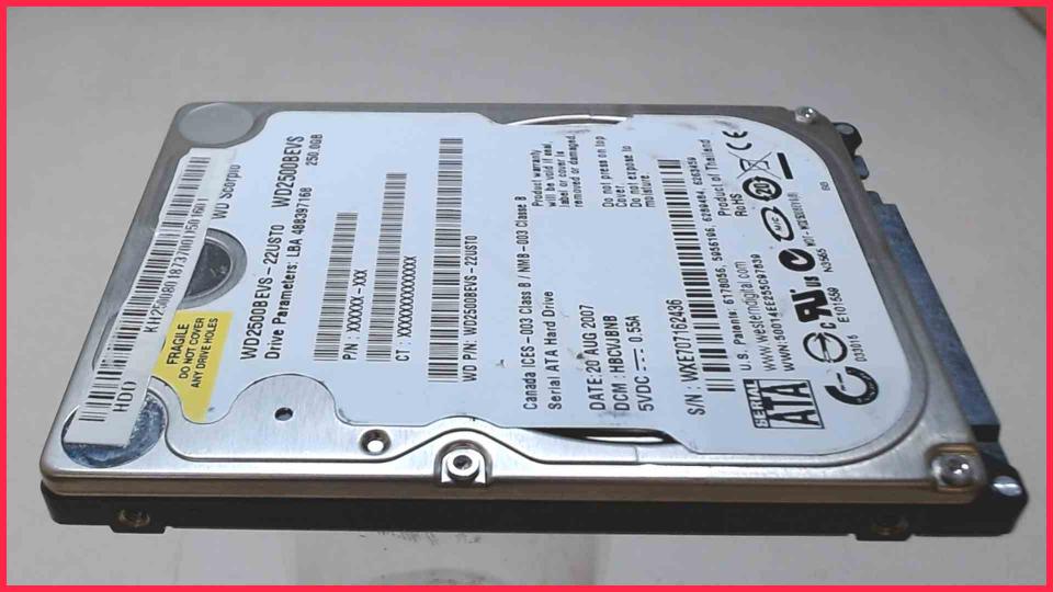 HDD Festplatte 2,5" 250GB SATA WD2500BEVS Acer Aspire 5520G (5)