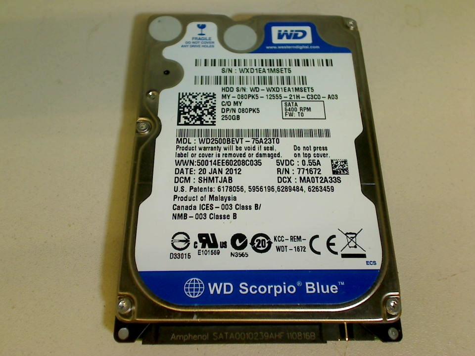 HDD Festplatte 2,5" 250GB WD2500BEVT (SATA) Dell XPS M2010 PP03X