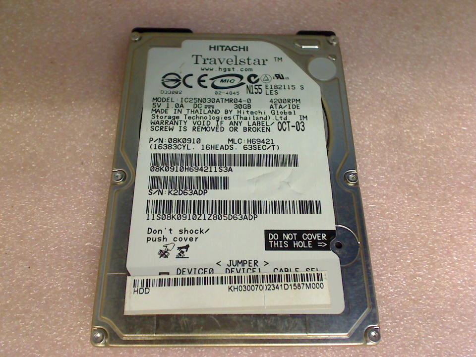 HDD Festplatte 2,5\" 30GB IBM IC25N030ATMR04-0 AT Acer Aspire 1500 MS2143