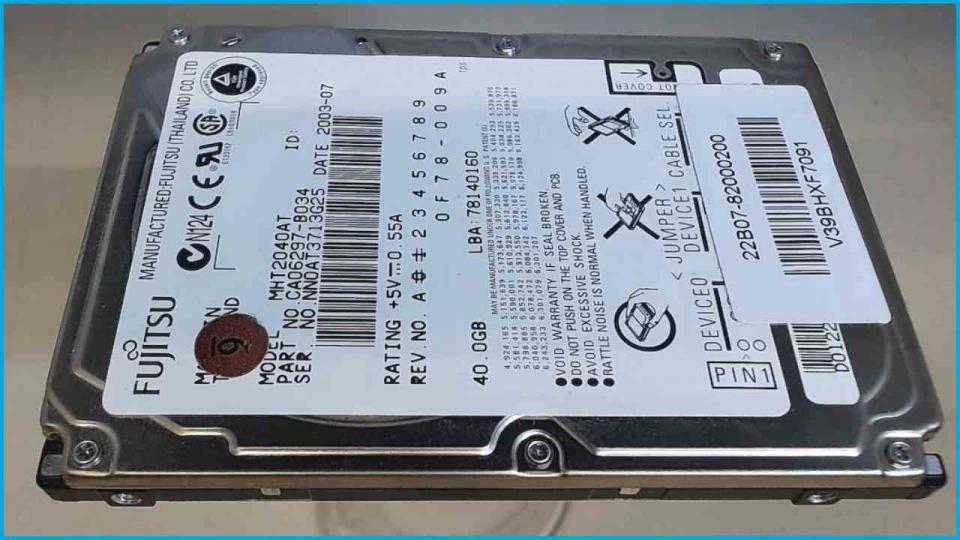 HDD Festplatte 2,5" 40 GB (IDE/AT) MHT2040AT LifeBook C1110D C Series