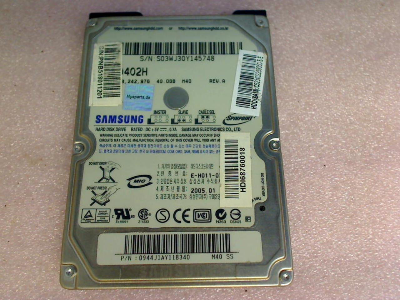 HDD Festplatte 2,5" 40GB Samsung MP0402H (AT) IDE Dell D800 PP02X (2)
