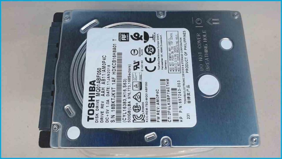HDD Festplatte 2,5" 500GB 7200 RPM SATA III 8MB Toshiba MQ01ABF050