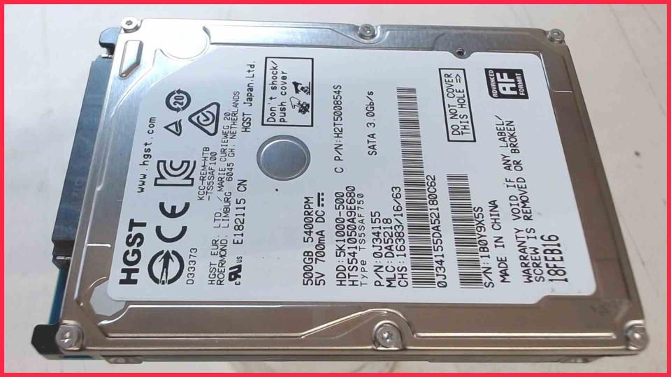 HDD Festplatte 2,5" 500GB HGST 5K1000-500 SATA Samsung 300E NP300E5C