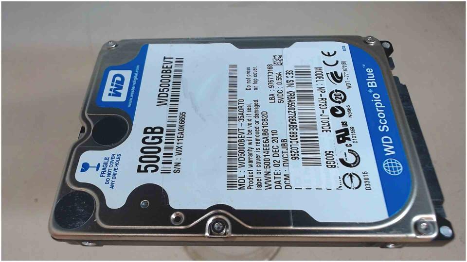 HDD Festplatte 2,5" 500GB SATA 5400RPM 8MB WD5000BEVT Lenovo G550 2958 -3
