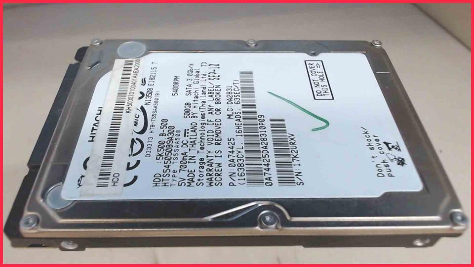 HDD Festplatte 2,5" 500GB SATA 5400RPM Hitachi 5K500.B-500 (1686h)