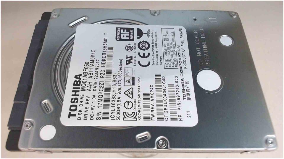 HDD Festplatte 2,5" 500GB SATA III 8MB 5400RPM Toshiba MQ01ABF050 (727h)
