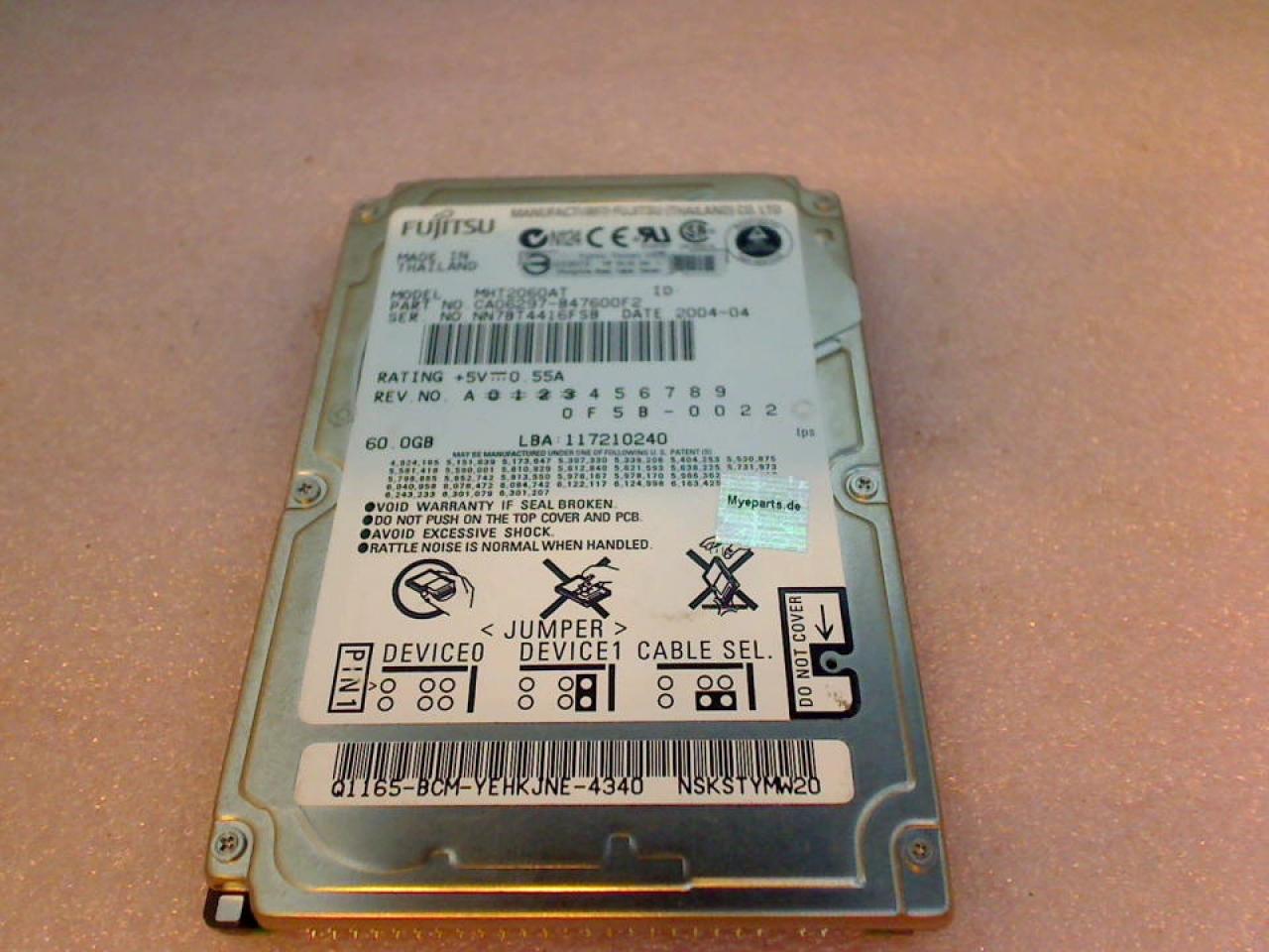HDD Festplatte 2,5" 60GB Fujitsu MHT2060A IDE Acer 1360 1362WLMi