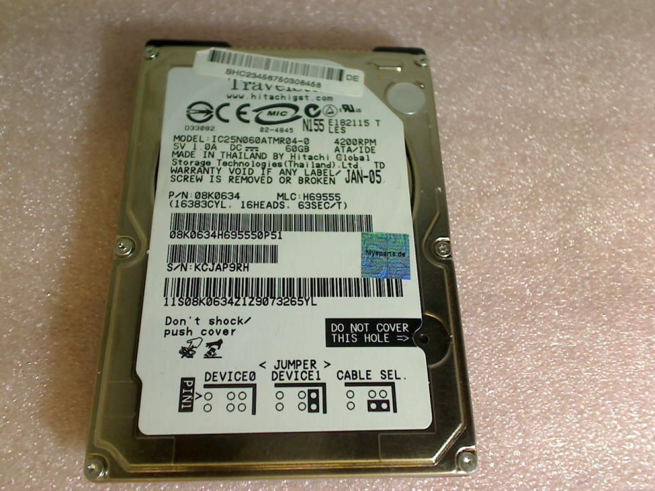 HDD Festplatte 2,5" 60GB IDE (AT) Hitachi Averatec 5500 AV5505-GE1