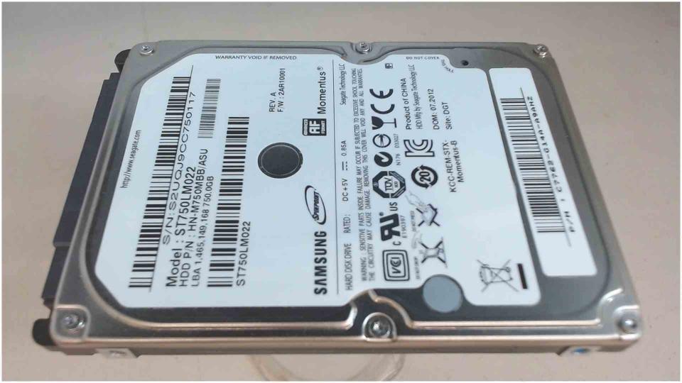 HDD Festplatte 2,5\" 750GB SATA III 5400 RPM Samsung ST750LM022 (705h)