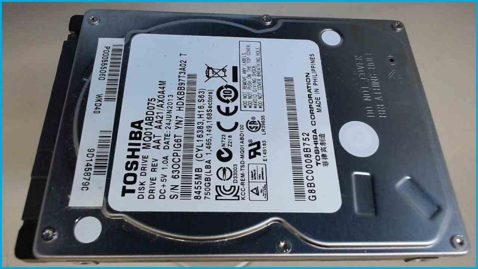 HDD Festplatte 2,5" 750GB Toshiba (SATA) MQ01ABD075 Asus K70A (2)
