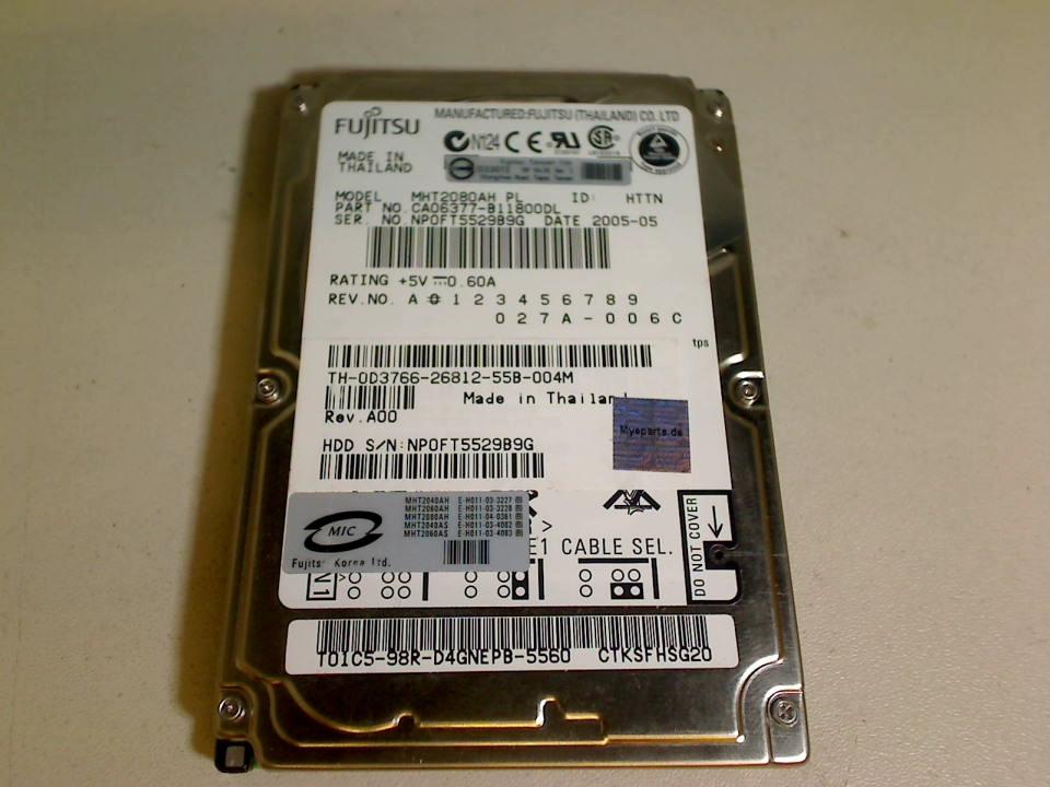 HDD Festplatte 2,5\" 80GB Fujitsu MHT2080AH (AT IDE) Gericom Blockbuster 1480
