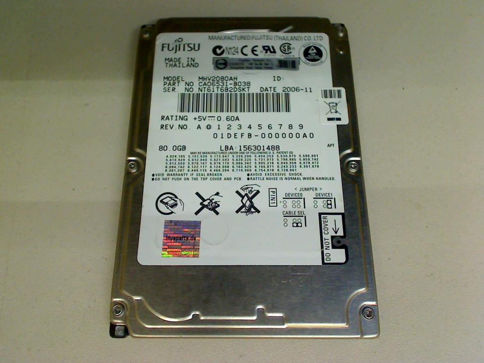 HDD Festplatte 2,5" 80GB Fujitsu MHV2080AH AT IDE Yakumo 8050